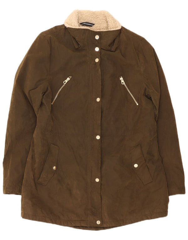 Nautica Chaqueta Parka Sherpa para Mujer UK 46 Grande Poliéster Caqui