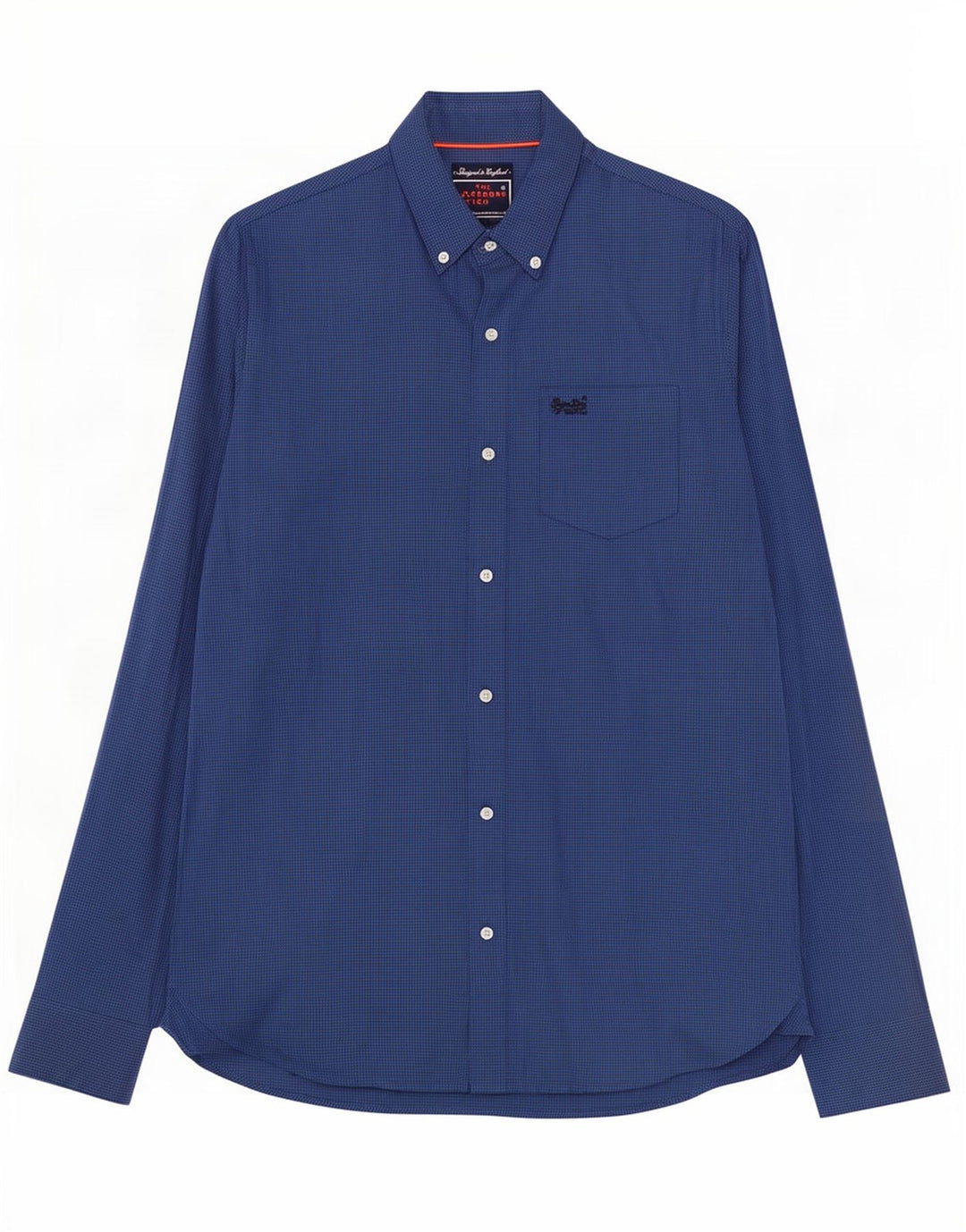 Camisa Superdry para hombre de algodón a cuadros en azul marino mediano