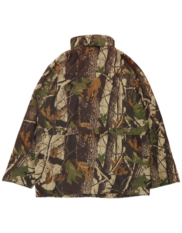 Vintage hombres chaqueta utilitaria Reino Unido 42 XL caqui camuflaje poliéster