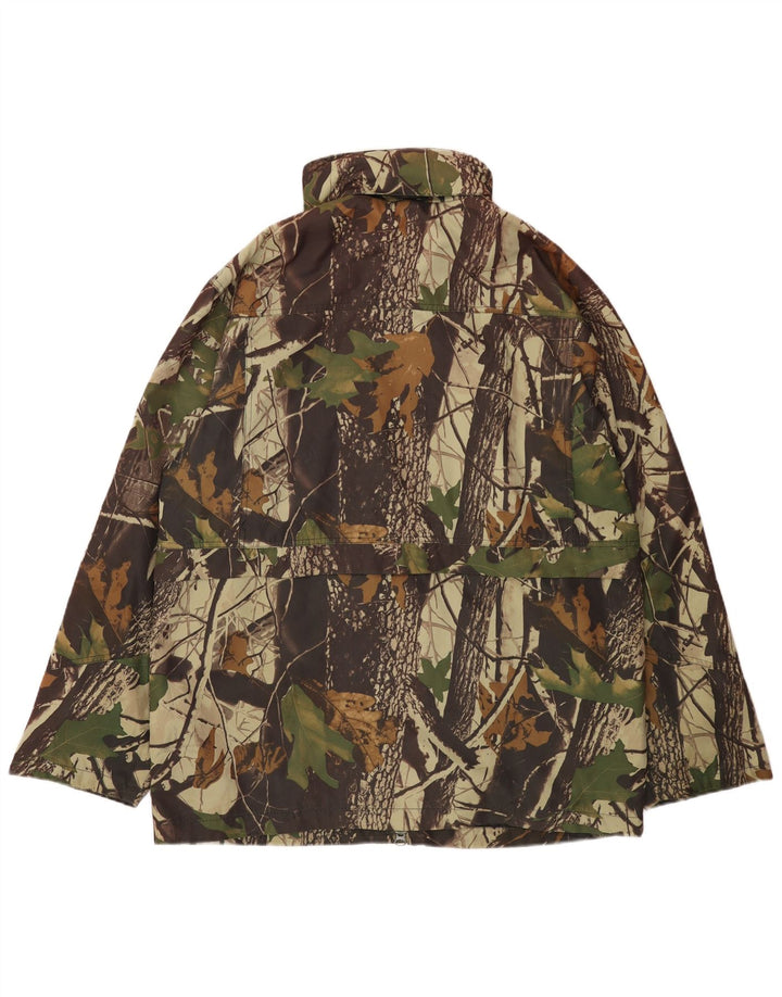 Vintage hombres chaqueta utilitaria Reino Unido 42 XL caqui camuflaje poliéster