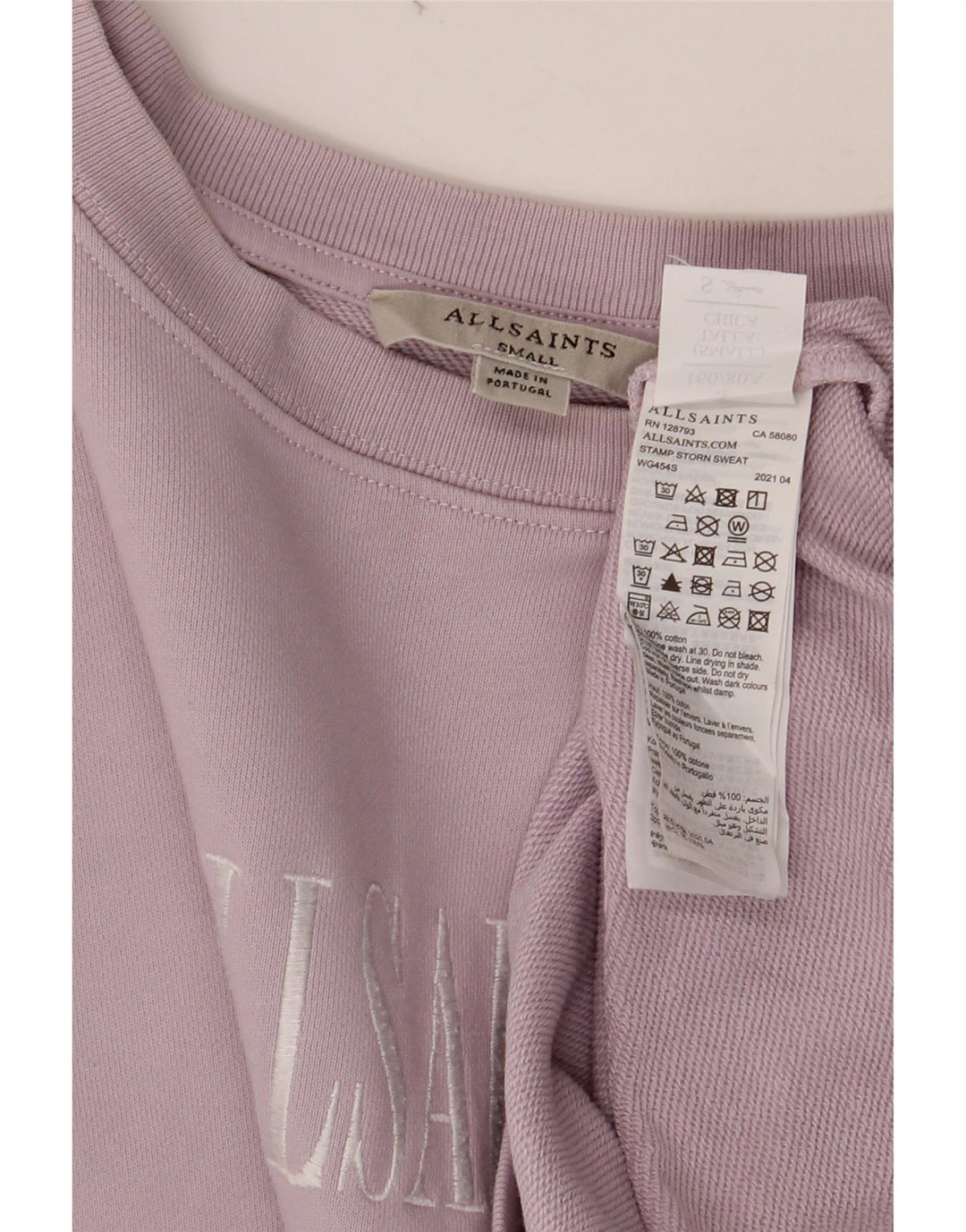 ALL SAINTS Sudadera con gráfico extragrande para mujer UK 10 Small Purple