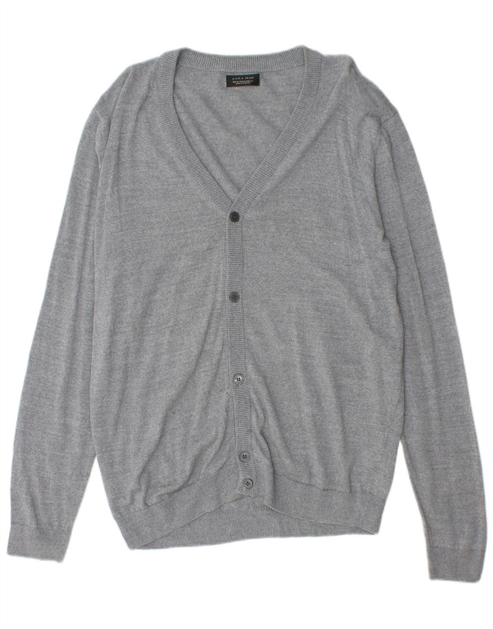 Zara Hombre Jersey Cárdigan XL Gris