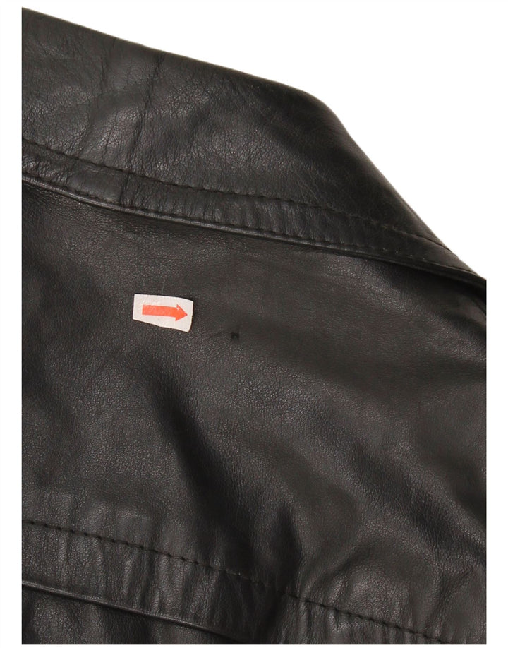 VINTAGE Abrigo de cuero para hombre IT 48 Cuero negro medio