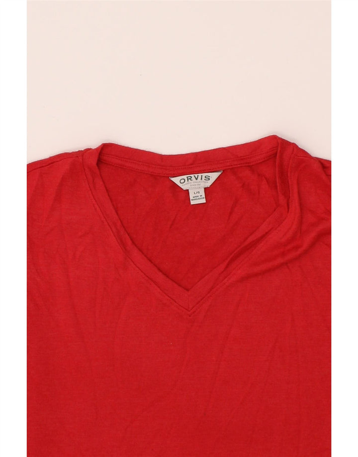 ORVIS Womens Loose Fit T-Shirt Top UK 16 Large Red Polyester Vintage Orvis and Second-Hand Orvis from Messina Hembry 