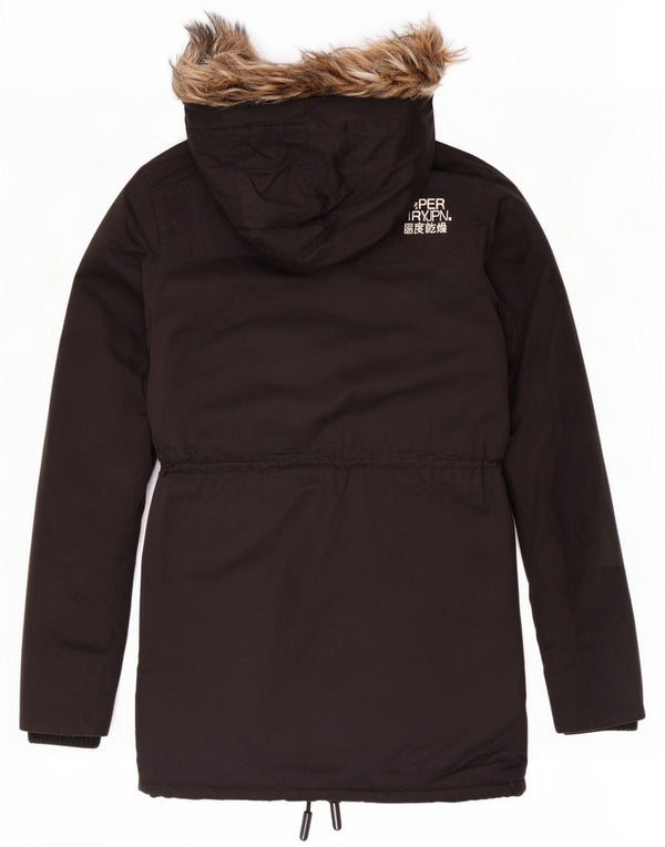 Superdry Parka con capucha para mujer ES 6 XS Poliéster negro