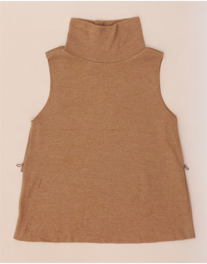 Zara Mujer Chaleco Top UK 12 Medio Beige Algodón