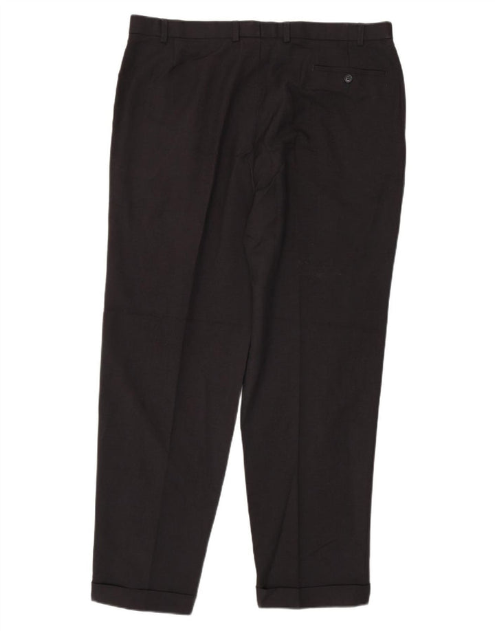 Marks & Spencer Pantalón de traje con pinzas para hombre W40 L33 Poliéster azul marino
