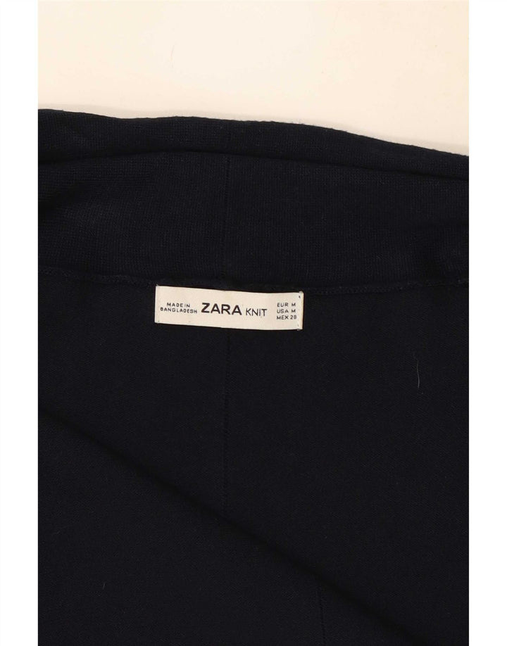 Zara Mujer Cárdigan Abierto Suéter UK 12 Medium Azul Marino