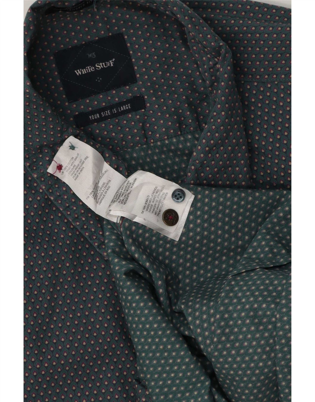 Camisa de hombre White Stuff de algodón geométrico verde grande
