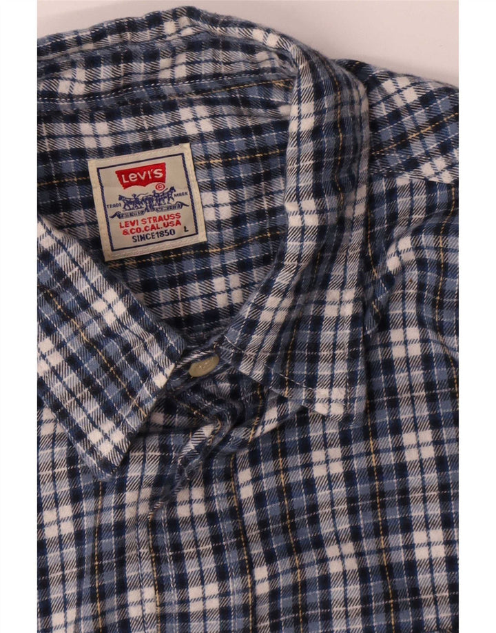 Levi's Camisa de franela para hombre con cuadros azules grandes