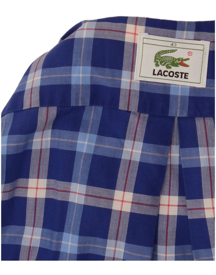 Camisa Lacoste Hombre Manga Corta Talla 43 Large Blue Check