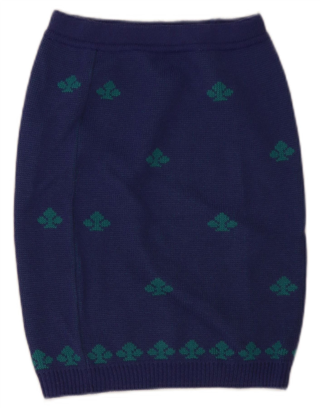 Stefanel Falda Lápiz De Punto Para Mujer W28 Lana Geométrica Azul Medio