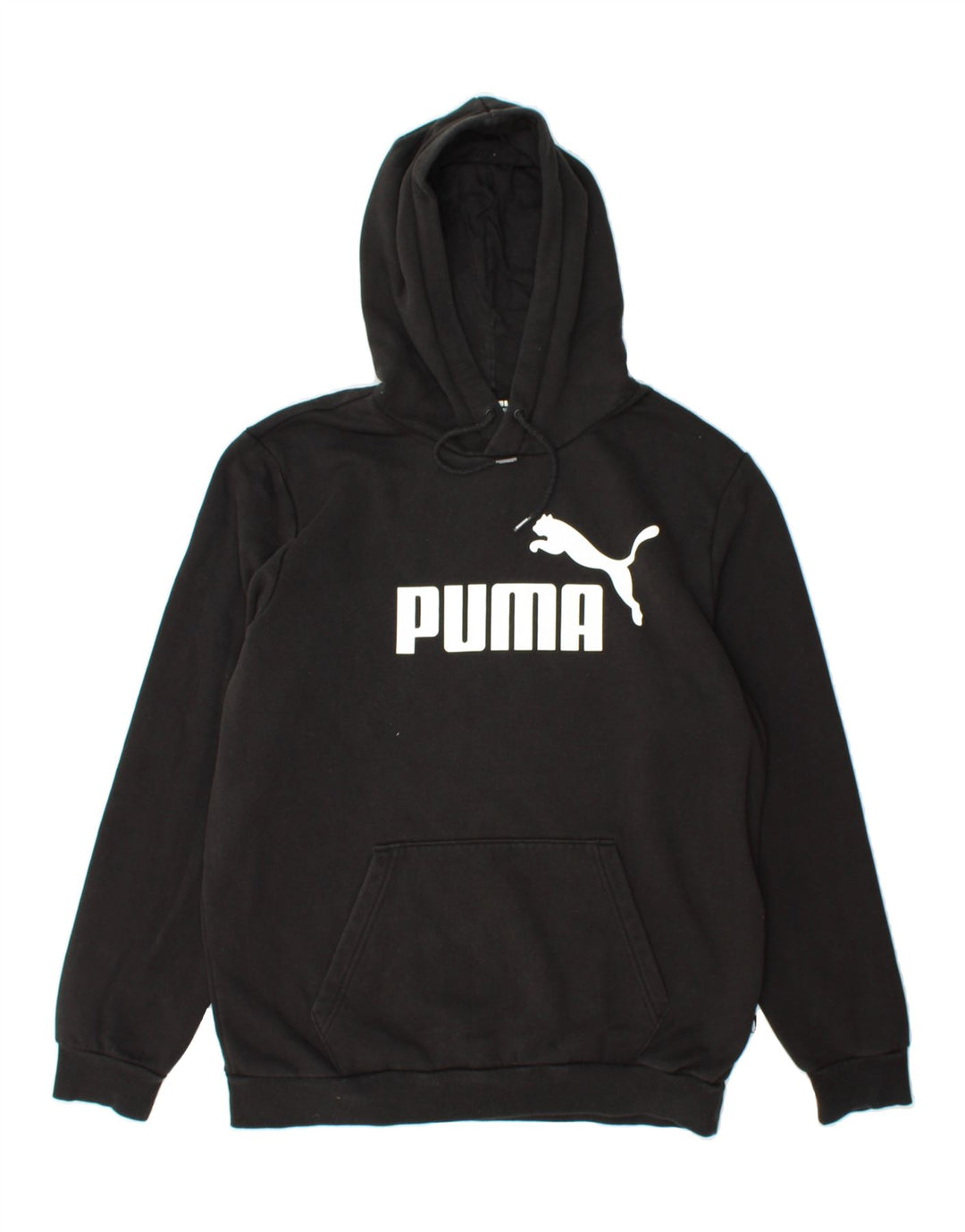PUMA Mens Graphic Hoodie Jumper Medium Black Cotton Vintage Puma and Second-Hand Puma from Messina Hembry 