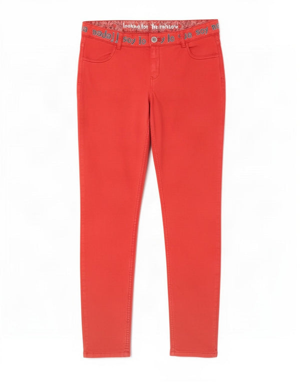 Pantalones Desigual Graphic Slim Casual W34 L30 Algodón Rojo