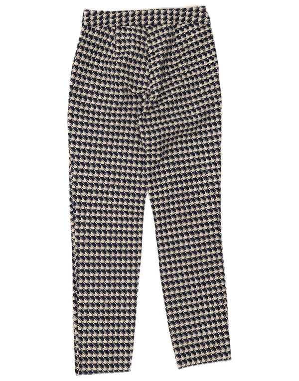 Zara Mujer Pantalón Cropped Slim XS W24 L26 Algodón Pata De Gallo Azul Marino