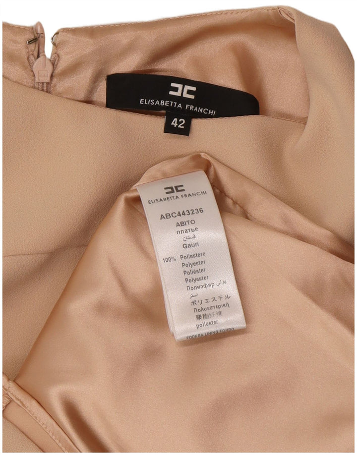 Elisabetta Franchi Vestido recto para mujer IT 42 Medio Beige Poliéster Clásico