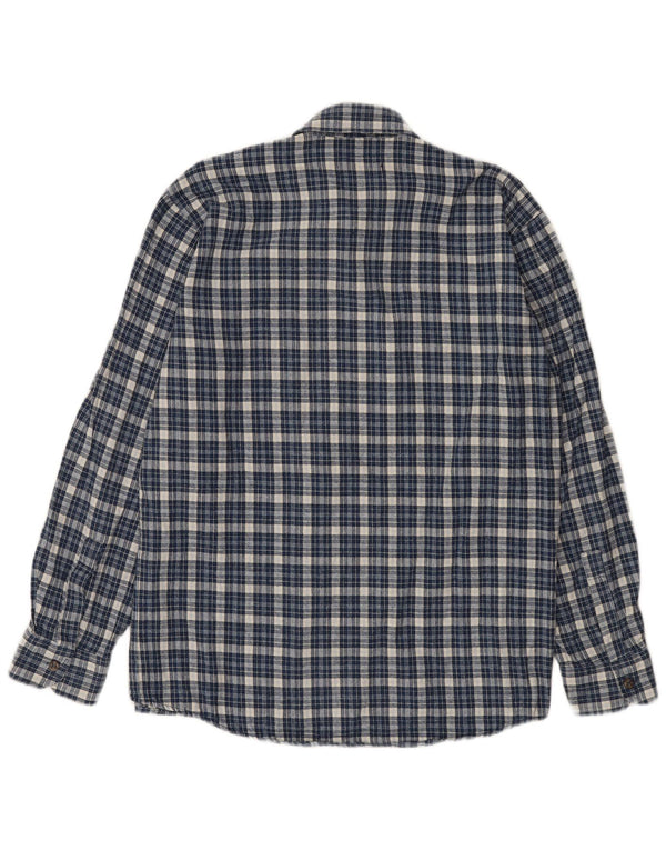 European Project Camisa de franela para hombre de algodón a cuadros azul medio