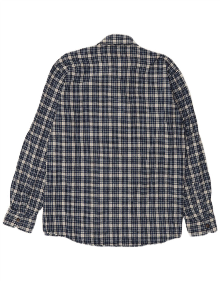 European Project Camisa de franela para hombre de algodón a cuadros azul medio