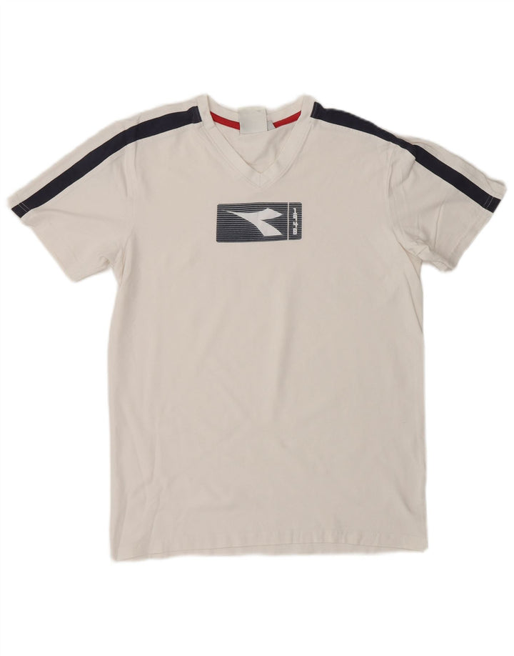 DIADORA Hombre Camiseta Gráfica Top Medium Blanco Colorblock