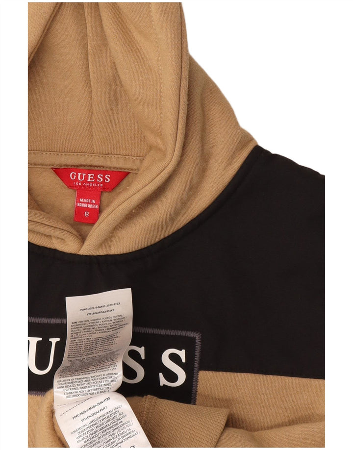 GUESS Jersey con capucha estampada para niños 7-8 años Algodón color block beige