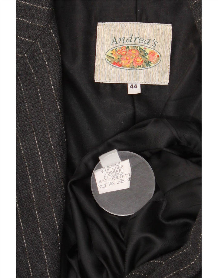 Andrea's Chaqueta tipo blazer con doble botonadura para mujer IT 44 Mediana a rayas negras