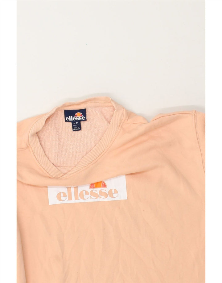 ELLESSE Womens Graphic Sweatshirt Jumper UK 14 Medium Orange Cotton Vintage Ellesse and Second-Hand Ellesse from Messina Hembry 