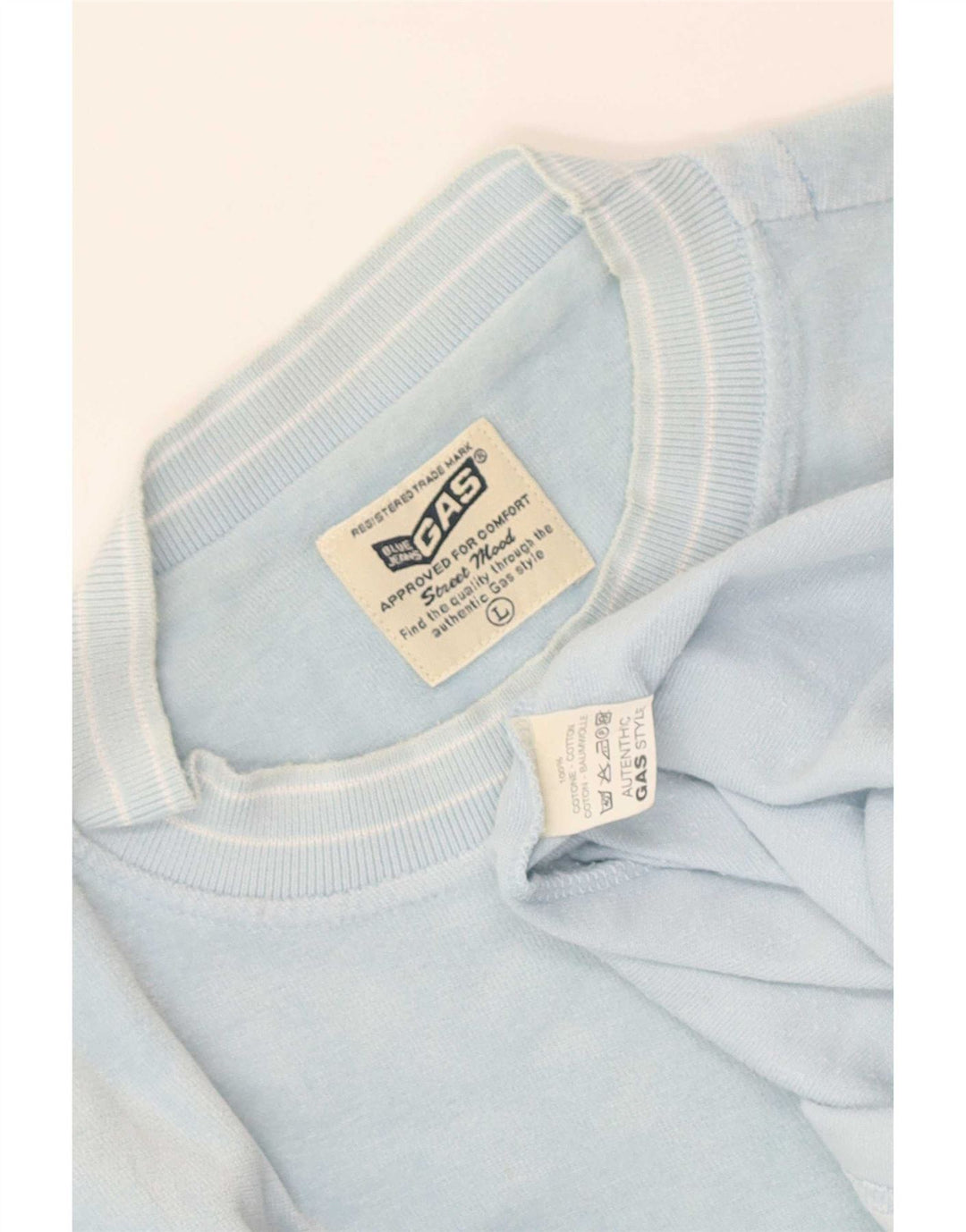 Gas - Camiseta para hombre, talla grande, algodón azul