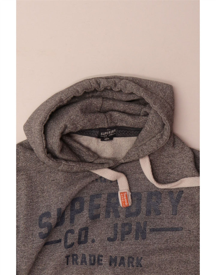 SUPERDRY Hombre Sudadera con capucha gráfica de algodón moteado gris medio