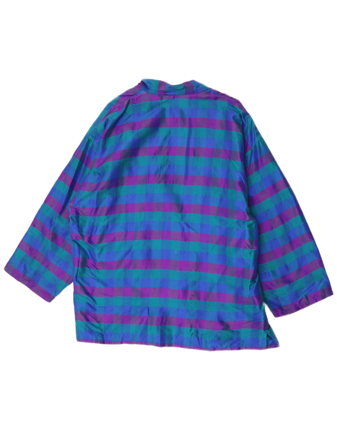 Vintage mujer chaqueta blazer abierta Reino Unido 14 cheque azul medio