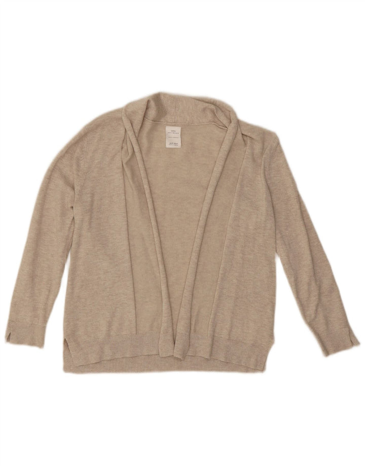 Zara Mujer Cárdigan Abierto Suéter UK 8 Small Viscosa Beige