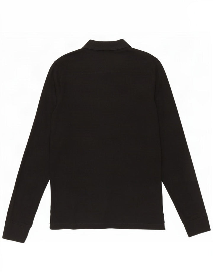 French Connection Polo de manga larga para hombre de algodón negro mediano
