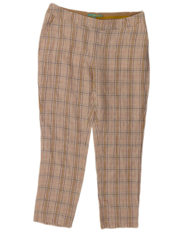 Pantalones chinos rectos para mujer Boden UK 40 Large W34 L28 Beige Check Linen