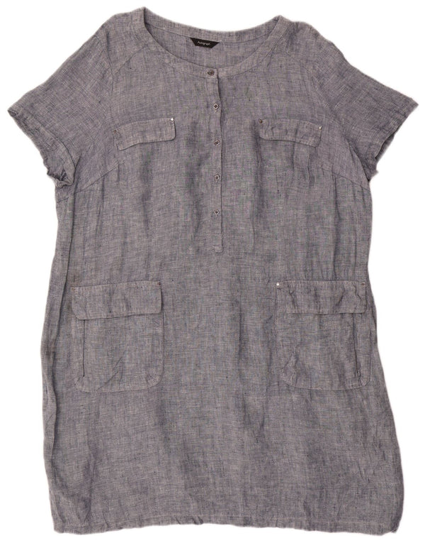 Marks & Spencer Vestido recto con autógrafo para mujer UK 22 3XL Lino azul