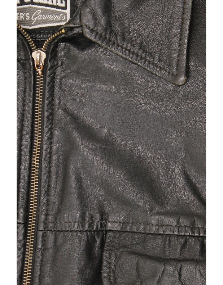 Jet Plane Chaqueta de cuero para hombre IT 56 3XL Cuero negro