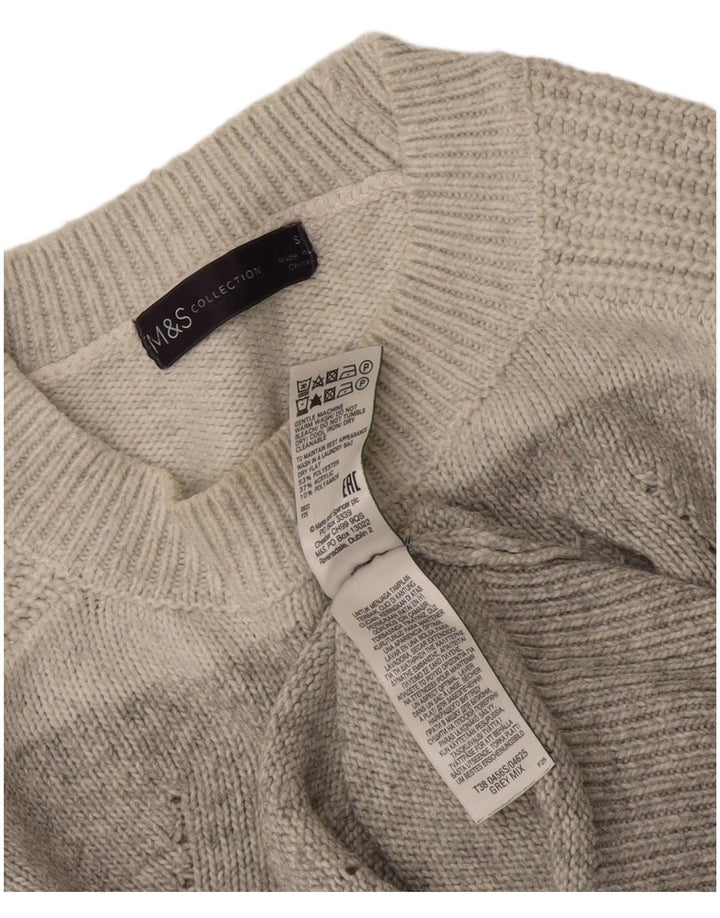 Zara - Jersey de cuello redondo para mujer, talla 40, poliéster a rayas grises pequeñas