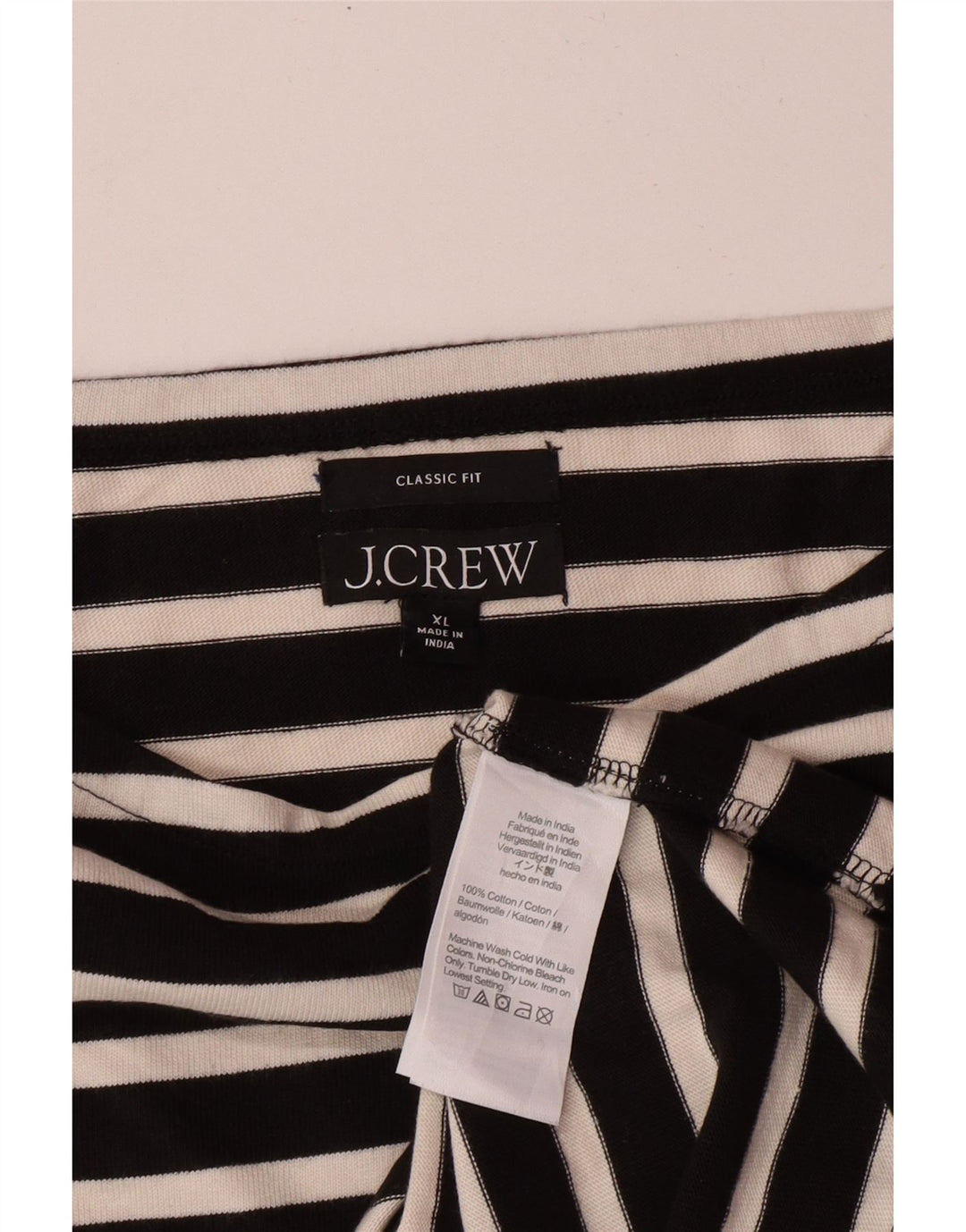 J. CREW Top de corte clásico para mujer, manga 3/4, UK 18 XL, algodón a rayas negras