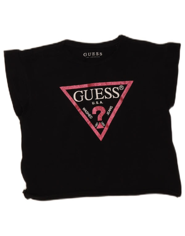 Guess Camiseta Corta Gráfica para Mujer Top UK 12 Medium Negro Algodón