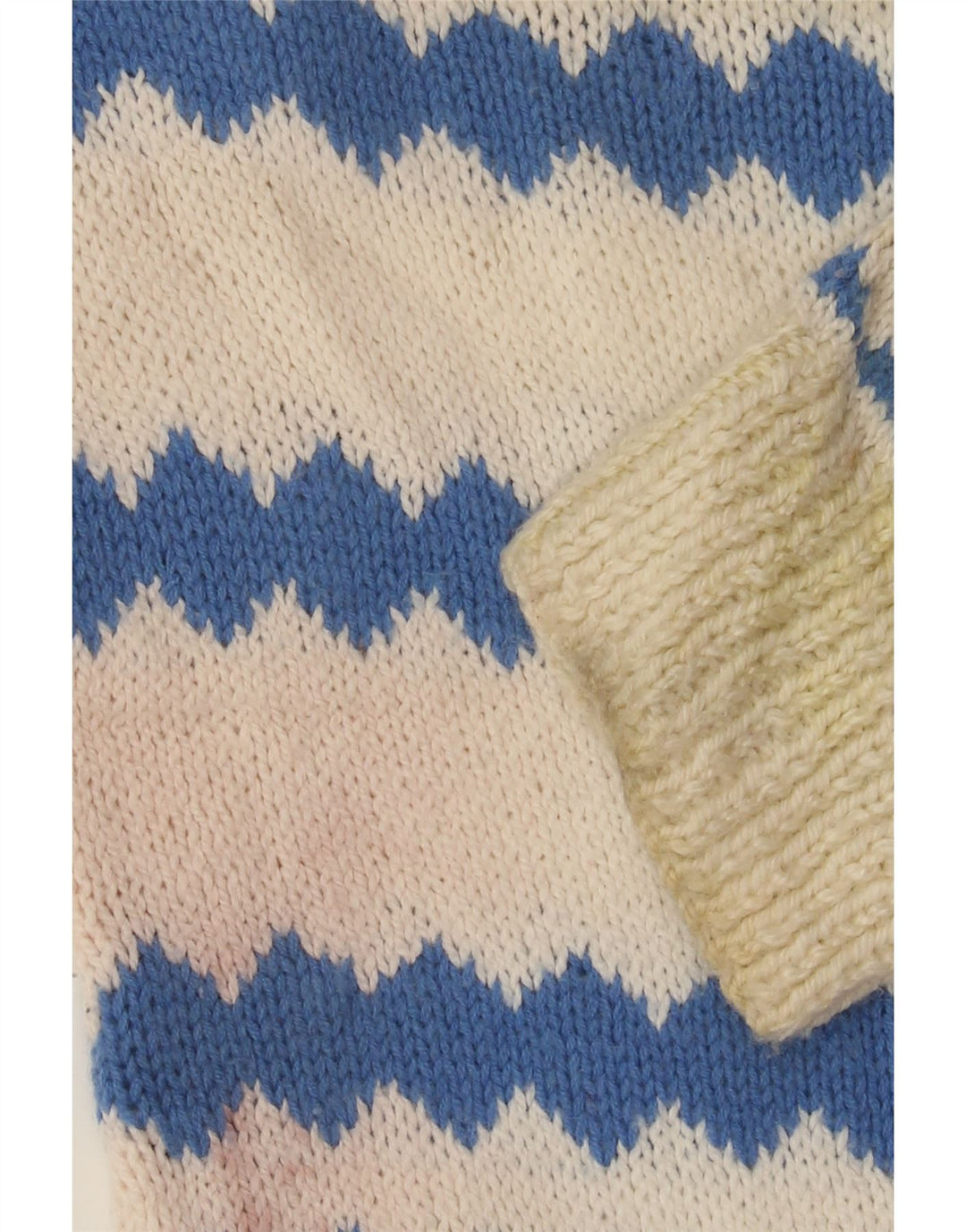 VINTAGE Jersey de cuello redondo para hombre Suéter mediano Off White Fair Isle