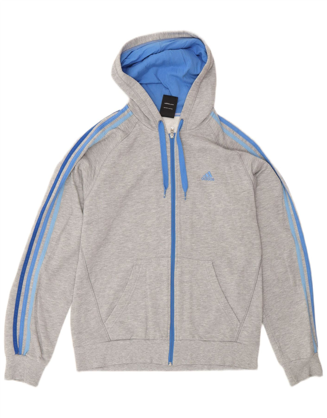 Adidas - Sudadera con capucha y cremallera para hombre, algodón gris medio