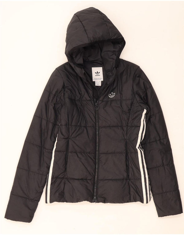Adidas Chaqueta acolchada con capucha para mujer UK 8 Small Poliéster negro