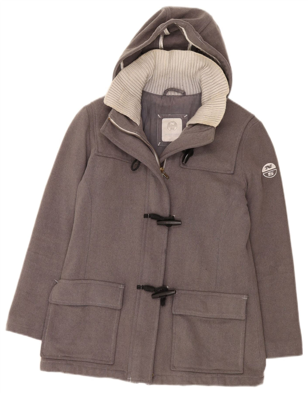 North Sails - Trenca con capucha para mujer, talla 40, lana gris pequeña