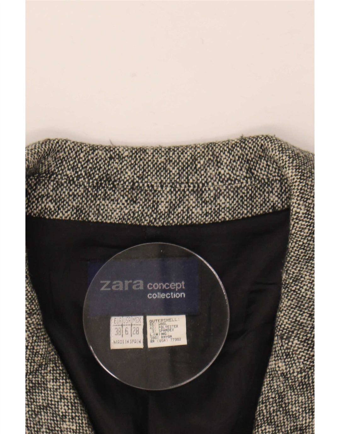 Zara Mujer Abrigo Extragrande EU 38 Pequeño Lana Gris