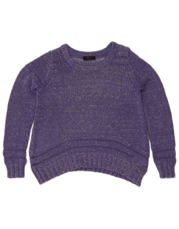 Guess Suéter tipo jersey con cuello barco para mujer Reino Unido 8 Small Púrpura Moteado Acrílico