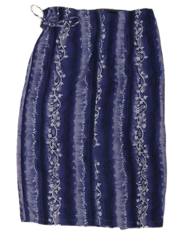 Vintage mujer abrigo falda Reino Unido 18 XL W30 azul floral