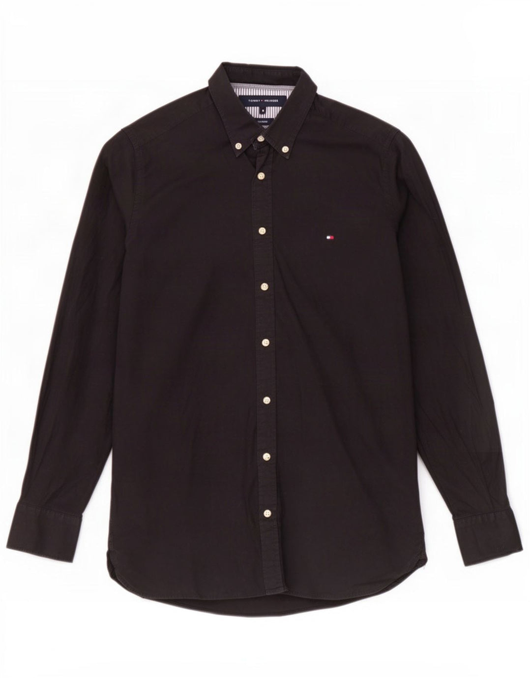 Tommy Hilfiger Camisa elástica para hombre de algodón negro mediano