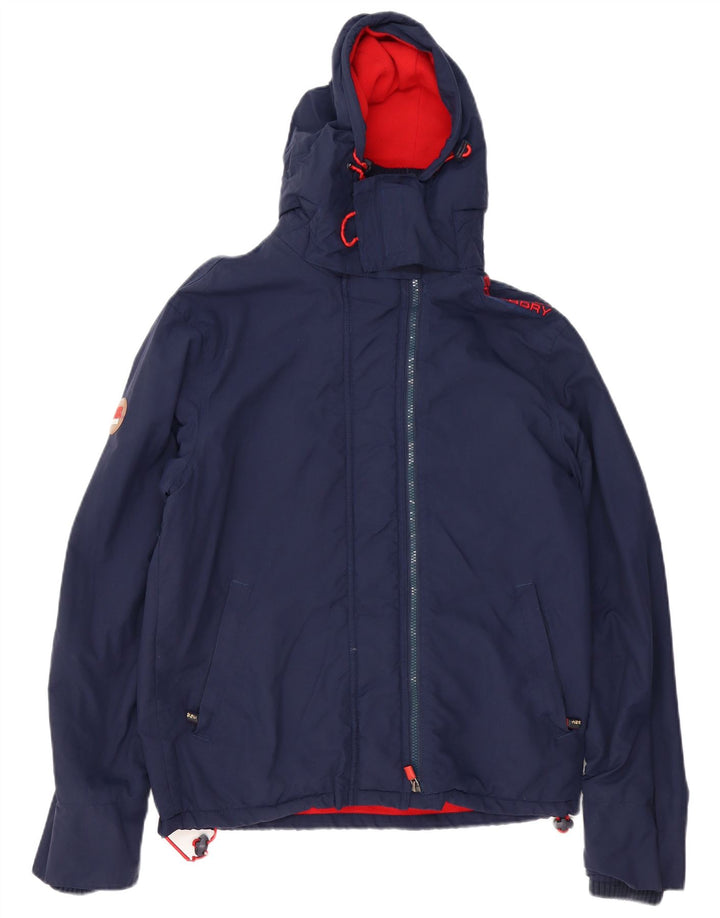 SUPERDRY Chaqueta cortavientos con capucha para hombre Windcheater UK 38 Medium Azul marino