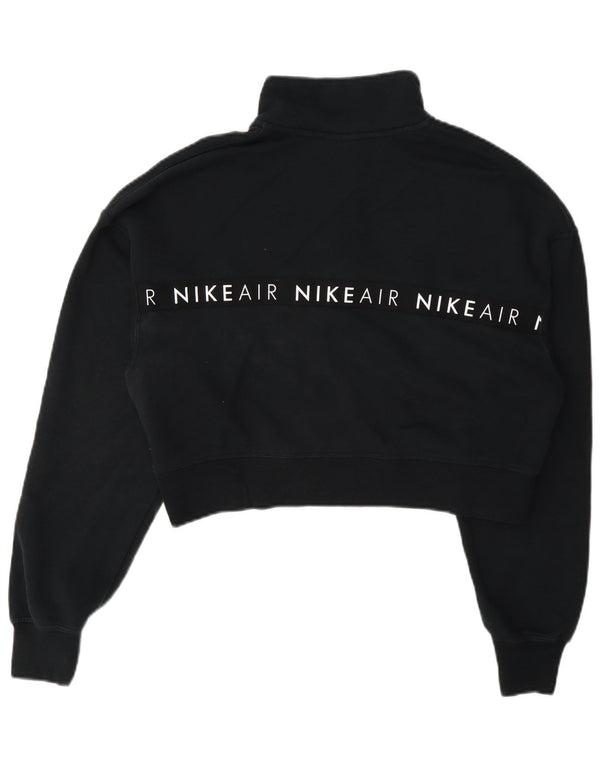 Nike Mujer Crop Graphic Zip Neck Sudadera Jumper UK 14 Medium Azul Marino