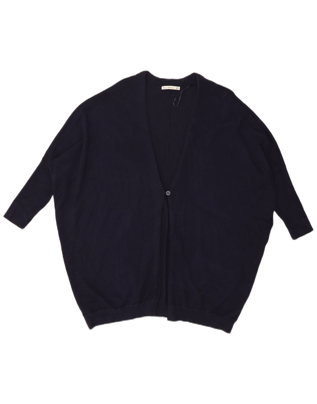 Zara Suéter tipo cárdigan extragrande con manga 3/4 para mujer UK 44 Azul marino mediano