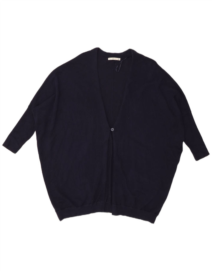 Zara Suéter tipo cárdigan extragrande con manga 3/4 para mujer UK 44 Azul marino mediano