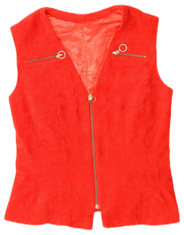 VINTAGE Chaleco de Mujer Reino Unido 14 Rojo Medio